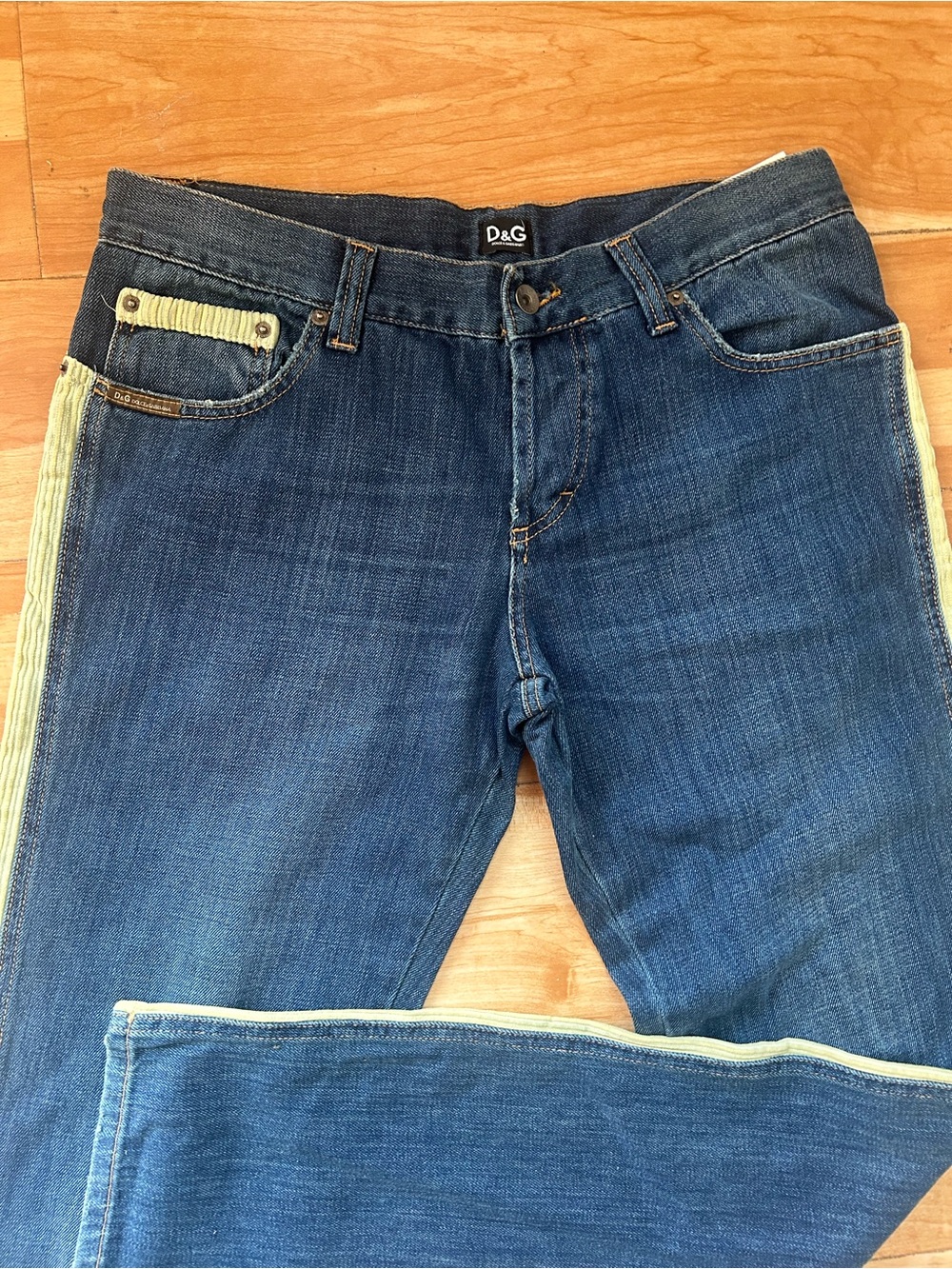 VTG D&G Dolce & Gabbana Corduroy Panel Y2K Jeans Sz 34 / 48 (Ittierre)